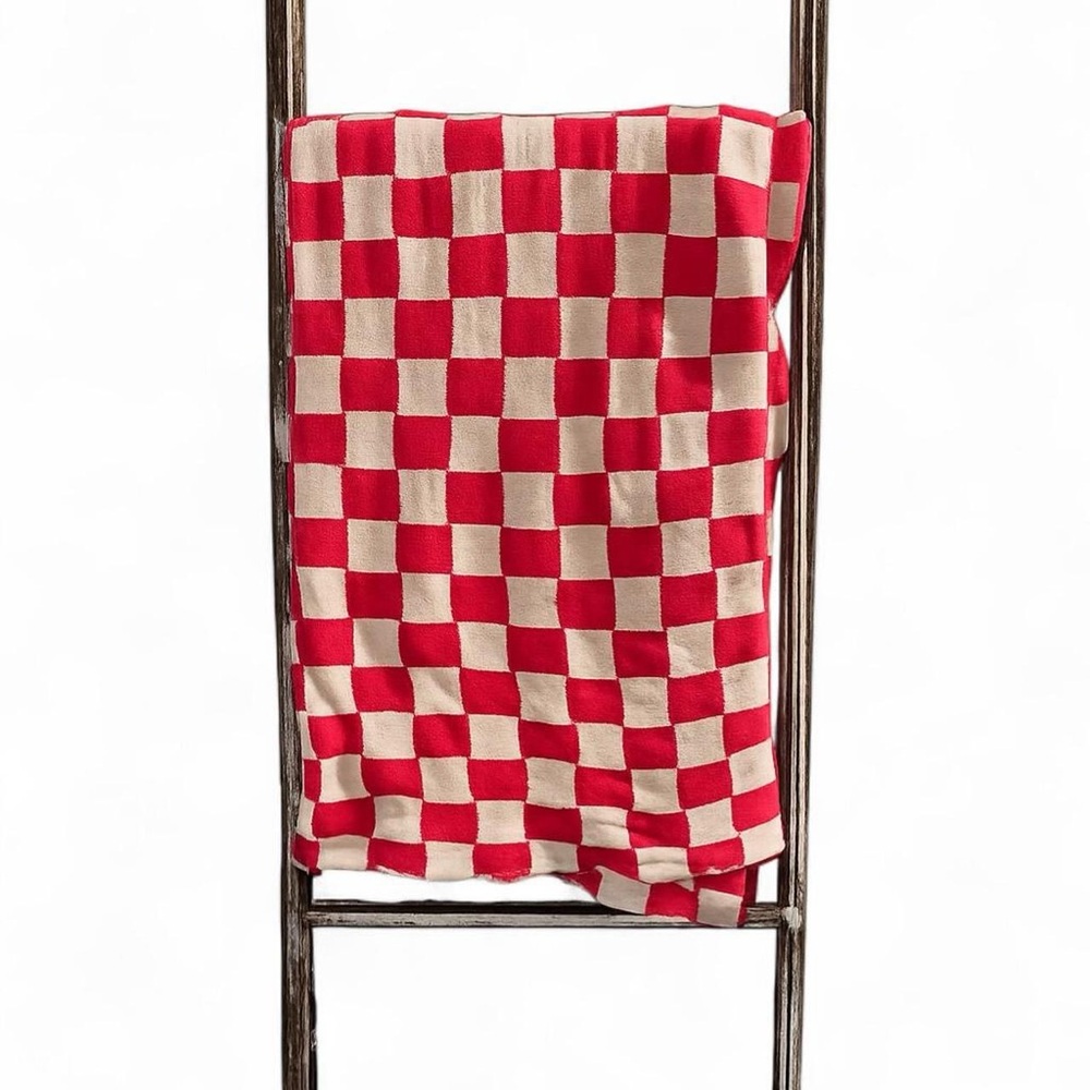 Pink and Cream Checkered Blanket